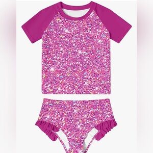 Girls Rash Guard Swimsuit 2-Piece
Bathing Suit Size 5-6